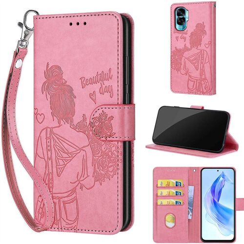 Saturcase Coque Pour Honor 90 Lite, Fille Pu Cuir Magnétique Flip Portefeuille Support Porte-Carte Dragonne Protecteur Housse Étui Pour Honor 90 Lite (Nh-Rose)