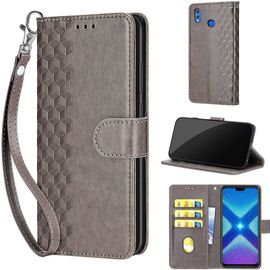 Saturcase Coque Pour Huawei Honor 8x, Z-Cube Pu Cuir Magnétique Flip Portefeuille Support Porte-Carte Dragonne Protecteur Housse Étui Pour Huawei Honor 8x (Zl-Gris)