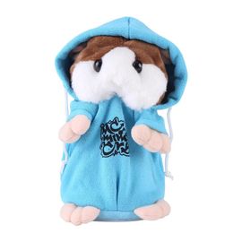 Adorable hamster parlant enregistrement sonore parler jouet en peluche Early Learning Kids Baby Gift (bleu)