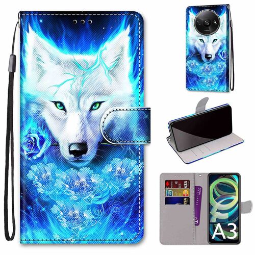 Saturcase Coque Pour Xiaomi Redmi A3, Beau Pu Cuir Magnétique Flip Portefeuille Support Porte-Carte Dragonne Protecteur Housse Étui Pour Xiaomi Redmi A3 (Dk-8)