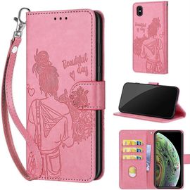 Saturcase Coque Pour Apple Iphone X Xs, Fille Pu Cuir Magnétique Flip Portefeuille Support Porte-Carte Dragonne Protecteur Housse Étui Pour Apple Iphone X Xs (Nh-Rose)