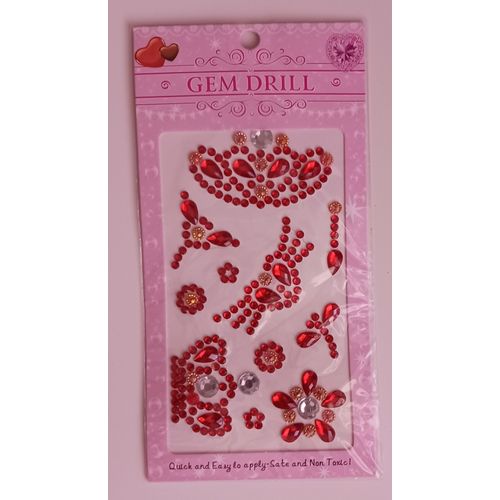 Stickers Couronne En Strass Rouge