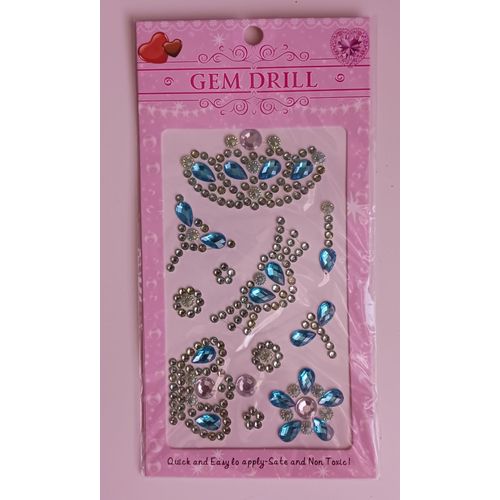 Stickers Couronne En Strass Bleu