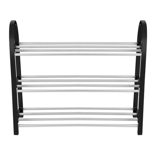 Plastique + Aluminium Métal Debout Porte-Chaussures Bricolage Chaussures Étagère De Rangement Organisateur De Maison 3 Niveaux