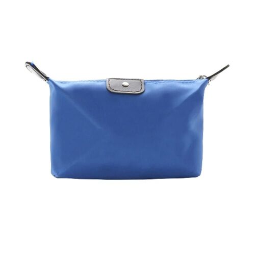 Nylon imperméable portable cosmétique grande capacité sac de rangement trousse de maquillage (bleu clair)