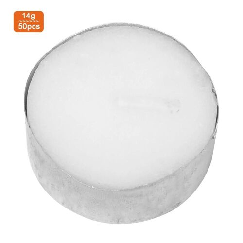 50 Pcs Bougie Chauffe-Plat Pressé Sans Fumée Bougie Blanche Décorative Pour Fête De Mariage14g
