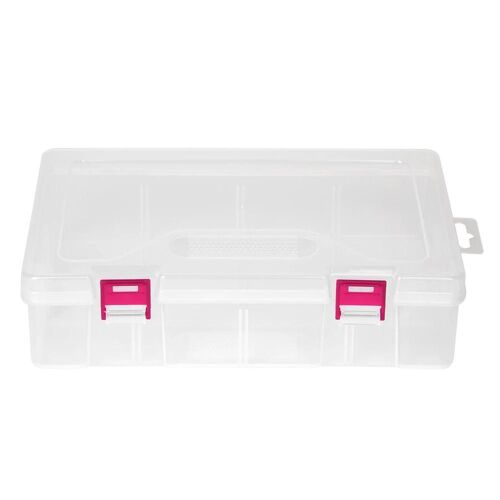 boîte de rangement en plastique transparent organisateur de bureau étui de rangement conteneur de bijouxboucle rouge