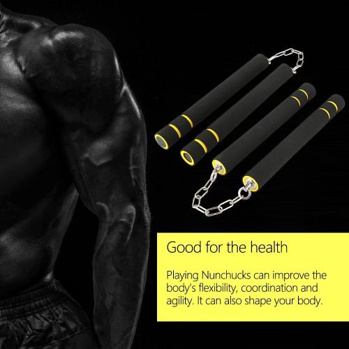 Entraînement Pratique Arts Martiaux Mousse Nunchakus Nunchakus Bâtons Pour Enfants & Débutants (Jaune)