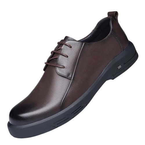 1 Paire Hommes Chaussures Habillées Lacets Bout Rond Chaussures En Cuir Homme Bas Antidérapant Respirant Chaussures Foncé Soufflé,40