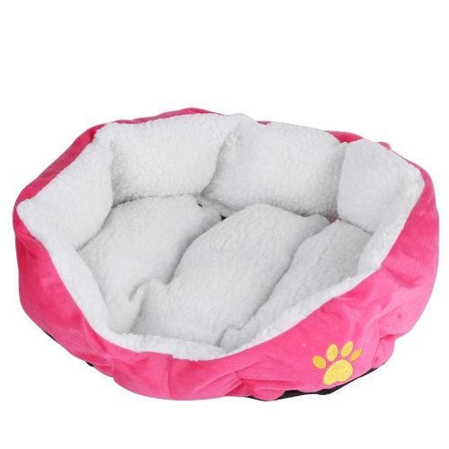 Pet Bed Dog Mat Kennel Cat House Pad Automne & Hiver Doux Chaud Coussin De Couchage (Rose Red)