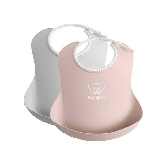 Lot De 2 Bavoirs Récupérateur Gris Pastel Et Rose Pastel - Babybjörn