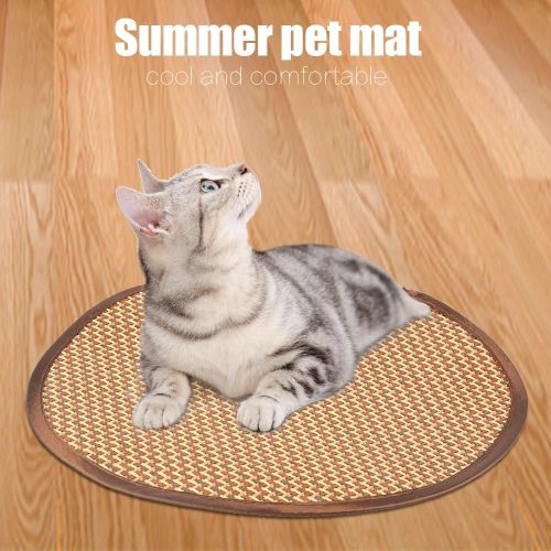 Respirant Pet Bambou Été Rond Tapis Chien Dormant Coussin Rafraîchissant Confortable (30 * 30cm)