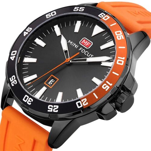 Mini Focus Hommes Analogique Étanche Bracelet En Silicone Quartz Montre De Sport Montre-Bracelet (Orange)