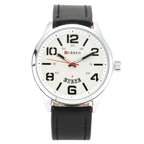 Montre À Quartz À Cadran Rond Montre-Bracelet D'affichage De Jour (Blanc Coquillage Blanc)