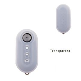 Transparent - Étui Pour Clé De Voiture 3 Boutons, En Silicone, Haute Qualité, Pour Fiat 500, Pliable, Coque De Protection Pour Clé Télécommande, Accessoires De Voiture