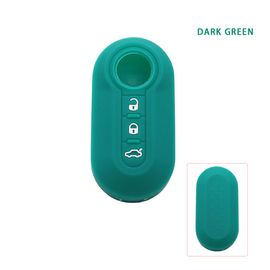 Vert Foncé - Étui Pour Clé De Voiture 3 Boutons, En Silicone, Haute Qualité, Pour Fiat 500, Pliable, Coque De Protection Pour Clé Télécommande, Accessoires De Voiture