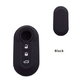 Noir - Étui Pour Clé De Voiture 3 Boutons, En Silicone, Haute Qualité, Pour Fiat 500, Pliable, Coque De Protection Pour Clé Télécommande, Accessoires De Voiture