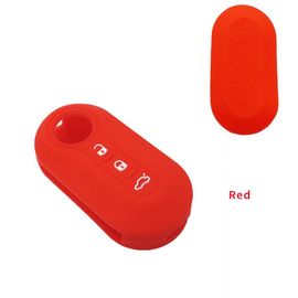 Rouge - Étui Pour Clé De Voiture 3 Boutons, En Silicone, Haute Qualité, Pour Fiat 500, Pliable, Coque De Protection Pour Clé Télécommande, Accessoires De Voiture