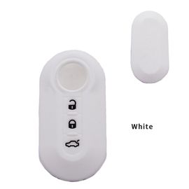 Blanc - Étui Pour Clé De Voiture 3 Boutons, En Silicone, Haute Qualité, Pour Fiat 500, Pliable, Coque De Protection Pour Clé Télécommande, Accessoires De Voiture