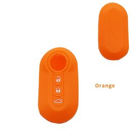 Xinyuexin-Juste De Clé De Voiture En Silicone,Coque De Clé À Distance Pliable,3 Boutons,Accessoires De Voiture,Fiat Punto Krasnocar,500 - Type Orange