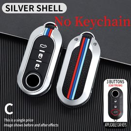 Coquille D'argent - Étui À Rabat Pour Clé De Voiture En Alliage, 3 Boutons, Pour Fiat Ducato 500 500l, Panda Grande Punto Lancia Musa, Coque Auto, Accessoires