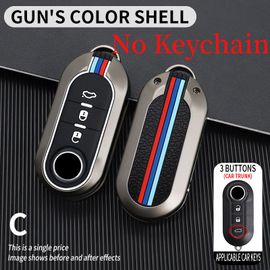Coquille Grise - Étui À Rabat Pour Clé De Voiture En Alliage, 3 Boutons, Pour Fiat Ducato 500 500l, Panda Grande Punto Lancia Musa, Coque Auto, Accessoires
