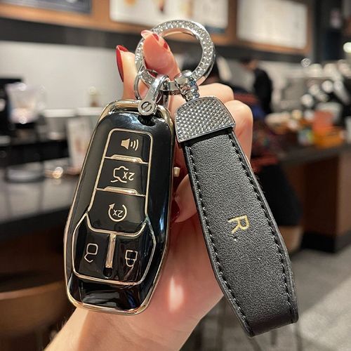 T Noir Avec R - Coque En Tpu Pour Clé Télécommande, Étui Pour Clé De Voiture, Pour 2016 Lincoln Mkz Mkc Mkx 2015 Edge 2016 2017 2018 Ford Explorer 2016 Fusion 2015 Mustang