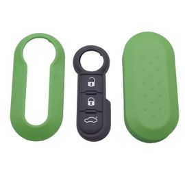 Vert - Coque Pour Clé De Voiture En Silice À 3 Boutons, Pour Fiat 500, Panda, Punto Bravo, Lame Non Coupée