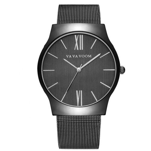 Vava Voom Homme Messieurs À La Mode Mouvement À Quartz Montre-Bracelet (Argent + Noir)
