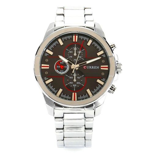 Montre En Alliage À La Mode Cadran Rond Affichage Analogique Montre-Bracelet À Quartz Blanc Et Noir