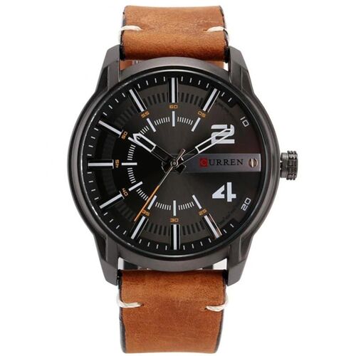 Montre En Alliage Pour Hommes À La Mode Cadran Rond Montre-Bracelet À Quartz À Affichage Analogique (Noir + Noir + Blanc)