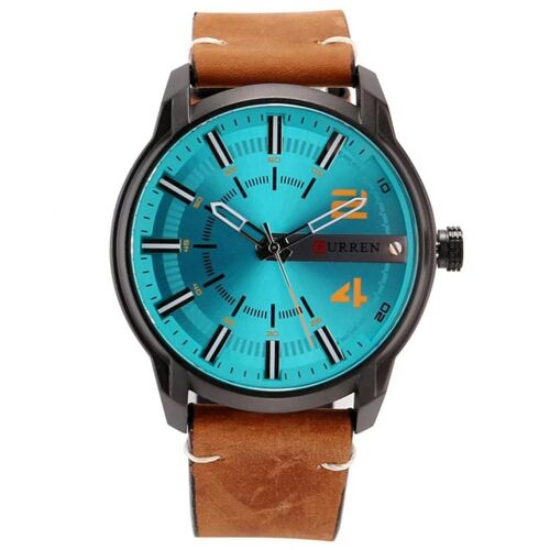 Montre En Alliage Pour Hommes À La Mode Cadran Rond Montre-Bracelet À Quartz À Affichage Analogique (Noir + Vert)