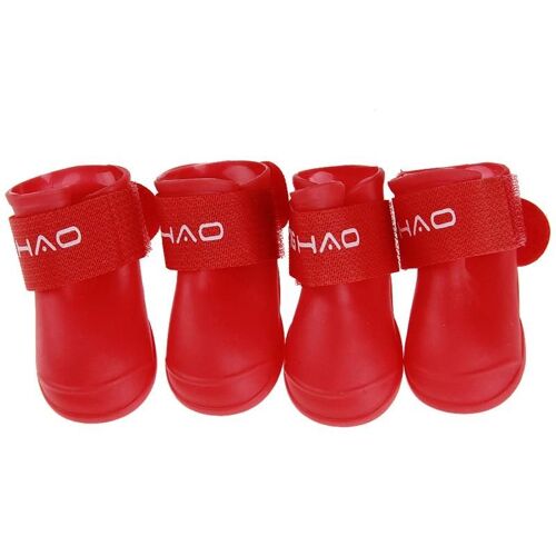Bottes De Pluie Pour Animaux Imperméables Anti-Antidérapant Protection De Patte De Pluie Chaussures De Neige Pour Petits Et Moyens Chiens Rouge,4pcs,S