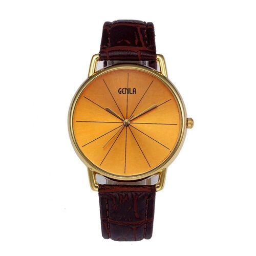 Disque Pointeur Universel Ceinture Montre Simple Alliage Étudiants Unisexe Montre-Bracelet Or