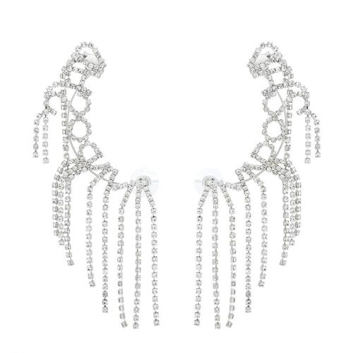 Mode Femmes Fille Exagérer Strass Glands Oreille Stud Boucles D'oreilles Bijoux Accessoire