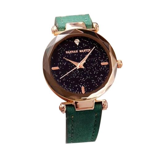 Hannah Martin Mode Alliage Ciel Étoilé Femmes Montre Analogique Quartz Montre-Bracelet Hm-D1 (Vert)