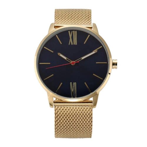 Mode Hommes Bracelet En Acier Étanche Quartz Montre Cadran Rond Affichage Analogique Montre-Bracelet (#1)