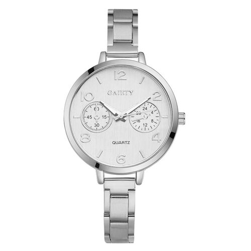Gaiety Femmes Gracieuse Élégante Fine Alliage Bracelet Quartz Montre Analogique Robe Montre-Bracelet (Argent)