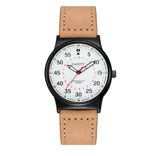 Gaiety Hommes Mode Robe Affaires Montre-Bracelet Analogique Quartz Montre (Beige)