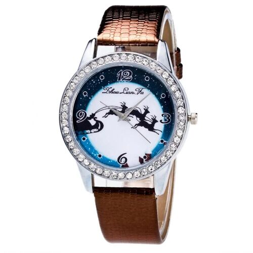 Zhoulianfa Casual Round Watch Pu Bracelet En Cuir Affaires Quartz Montre-Bracelet (Café)