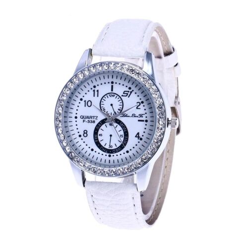 Zhoulianfa Mode Femmes Hommes Métal Quartz Mouvement Montre Bande Réglable Accessoire (Blanc)