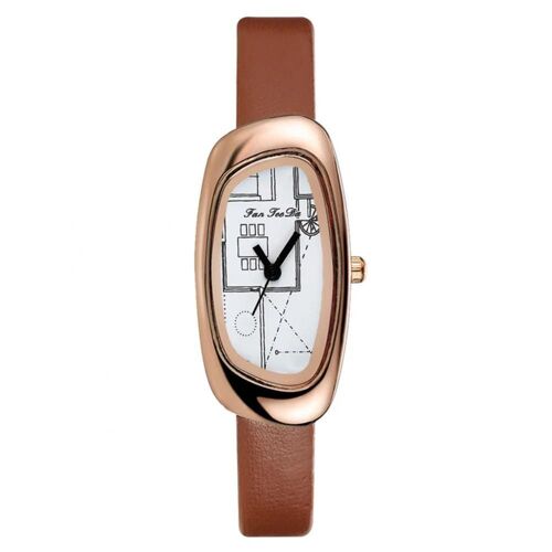 Fanteeda Unique Alliage Montre Analogique Quartz Pu Cuir Montre-Bracelet (Marron)