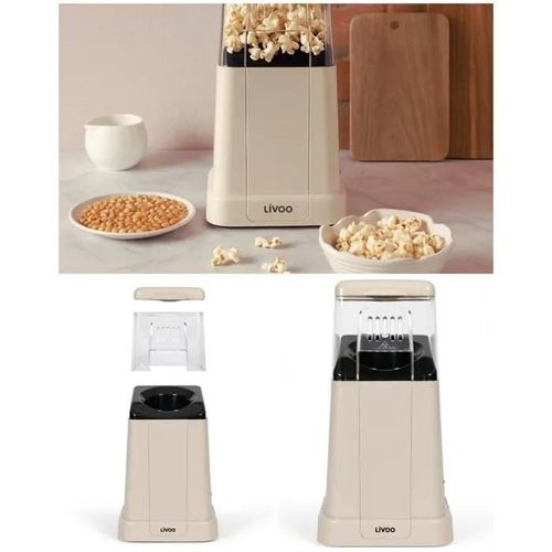 MACHINE A POP-CORN ELECTRIQUE 1200W Beige Réalise du pop-corn en seulement 2 à 4 minutes