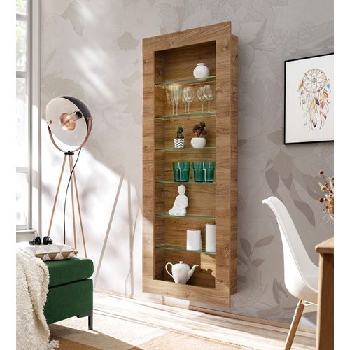 Komodee Vitrine Suspendue Como - Chene - Miel Truffe - Sans Led - 71 X 178 X 15 Cm
