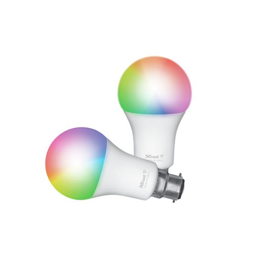 Trust Ampoules Led Connectées B22 Wifi, Alexa/Google, Lumière Blanc & Couleur, Sans Hub - X2