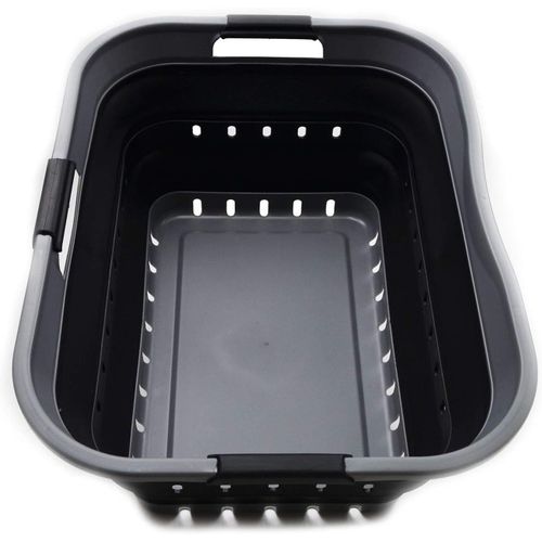 CHECARZHN--NO1-42L Panier À Linge Pliable En Plastique, Utilisable Comme Bac De Rangement Ou De Nettoyage, Portable, Gain De Place, Gris/Noir