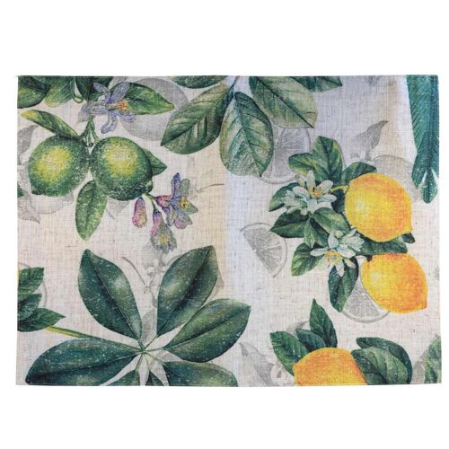 Set De Table Beige En Polylin Enduit - Citrons Verts