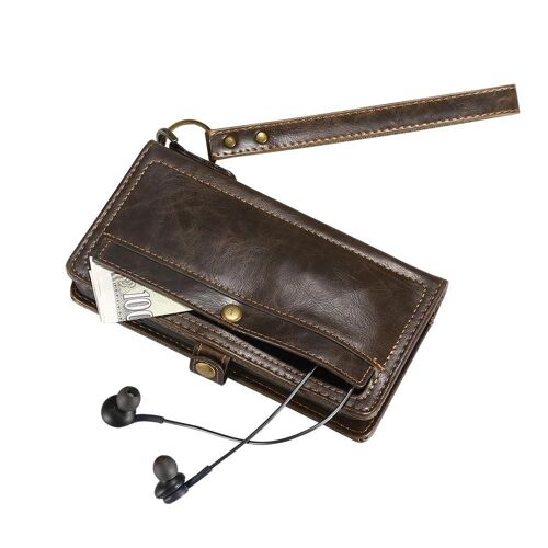 Étui de téléphone portable en cuir PU Couverture de protection Portefeuille détachable pour iPhone 6Plus Marron