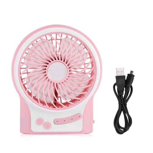 Mini USB 3 vitesses rechargeable portable table électrique ventilateur à main pour le bureau d'été rose