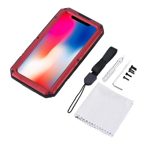 Alliage de zinc silicone IP68 étanche élégant coque pour Iphone X (rouge)